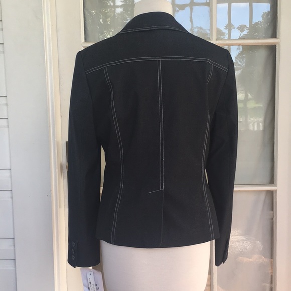 Charcoal black jean blazer white pinstripes M NWT - Picture 2 of 4